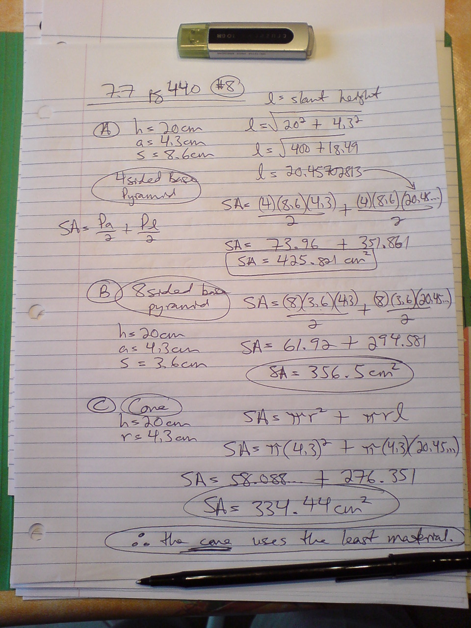 Lesson 5 Homework Practice Surface Area Of Pyramids Answers